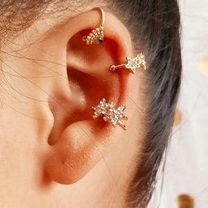 Gold 3 piece EAR CUFFS star earring
